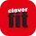 Logo mit den Worten „clever fit“ in fetten weißen und schwarzen Kleinbuchstaben, platziert auf einem leuchtend roten kreisförmigen Hintergrund.