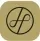 Ein goldenes quadratisches Symbol mit einem schwarzen kreisförmigen Umriss und einem abstrakten Design darin, das an die ineinander verschlungenen Kleinbuchstaben j und p erinnert.