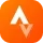 Weiße geometrische V- und umgekehrte V-Formen bilden ein abstraktes Design, zentriert auf einem orangefarbenen Hintergrund mit Farbverlauf.