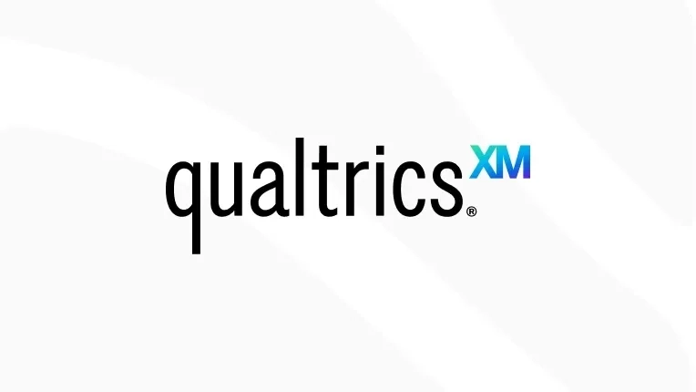 The Qualtrics logo, featuring the word qualtrics in black lowercase letters and XM in blue and green gradient uppercase letters on a white background.